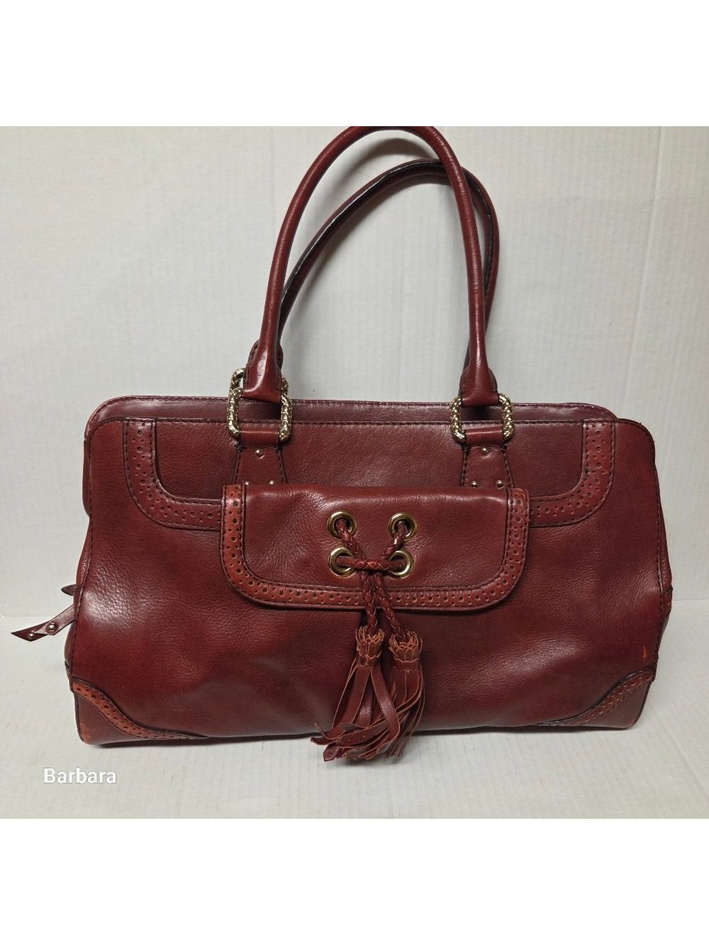 Antonio Melani Dark Red/Burgandy Leather Satchel Bag